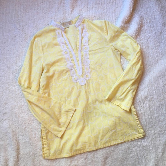 MICHAEL Michael Kors Tops - Michael Kors Yellow and White Boho Blouse